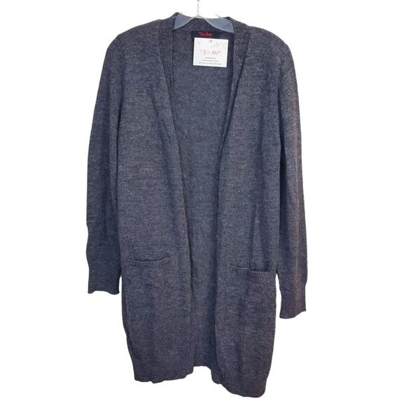 New Tabask Tey-Art Superfine ALPACA Sweater Open Cardigan Pockets Gray Sz M #33 - Picture 5 of 7